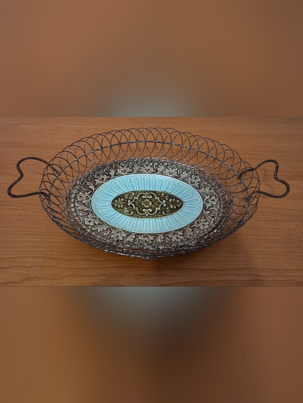 Antique 19th Century Turquoise and Gray Leaf Majolica Plate in Egg Basket Style